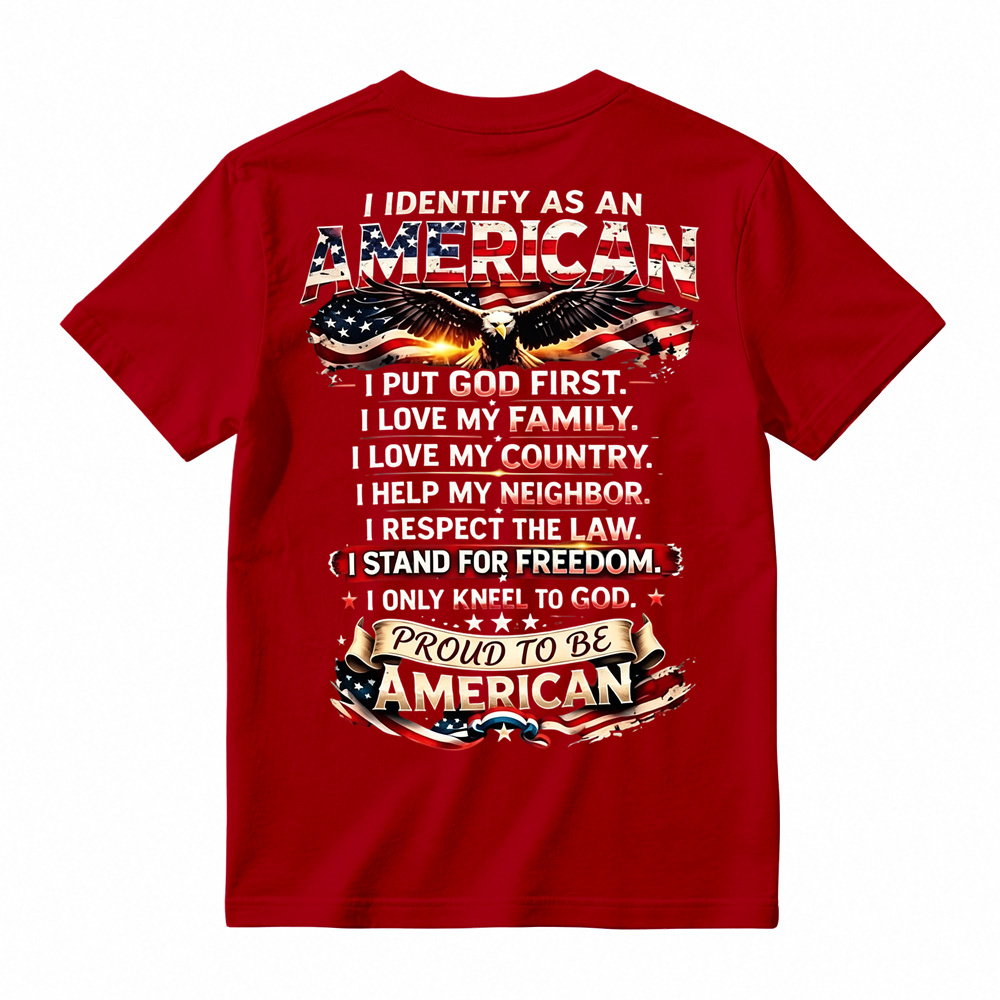 Proud To Be American Patriotic Quote Eagle USA Flag Casual Graphic T-Shirt