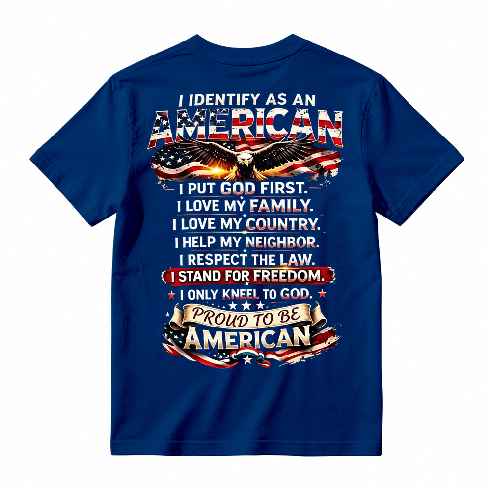 Proud To Be American Patriotic Quote Eagle USA Flag Casual Graphic T-Shirt