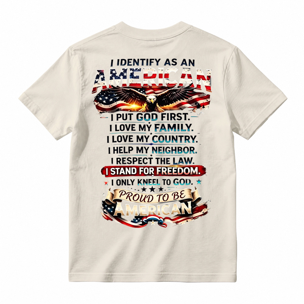 Proud To Be American Patriotic Quote Eagle USA Flag Casual Graphic T-Shirt
