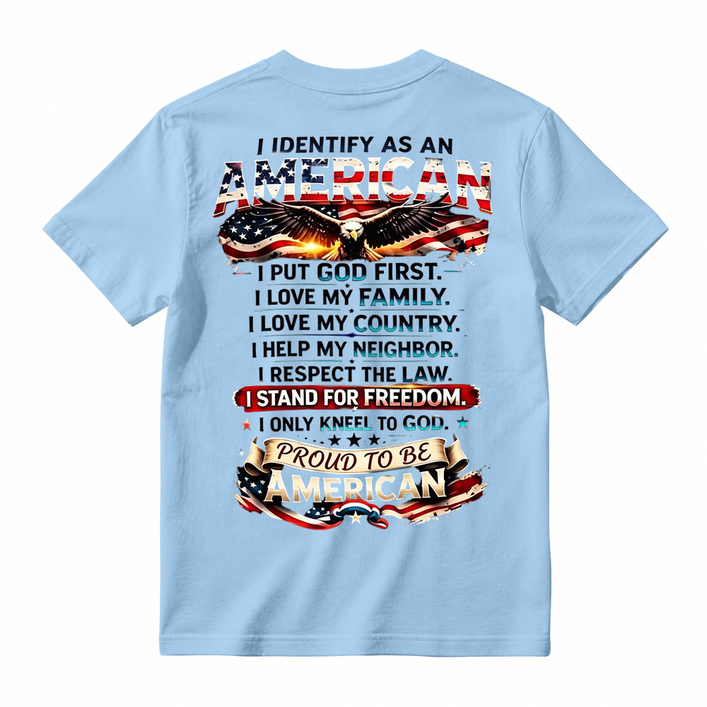 Proud To Be American Patriotic Quote Eagle USA Flag Casual Graphic T-Shirt