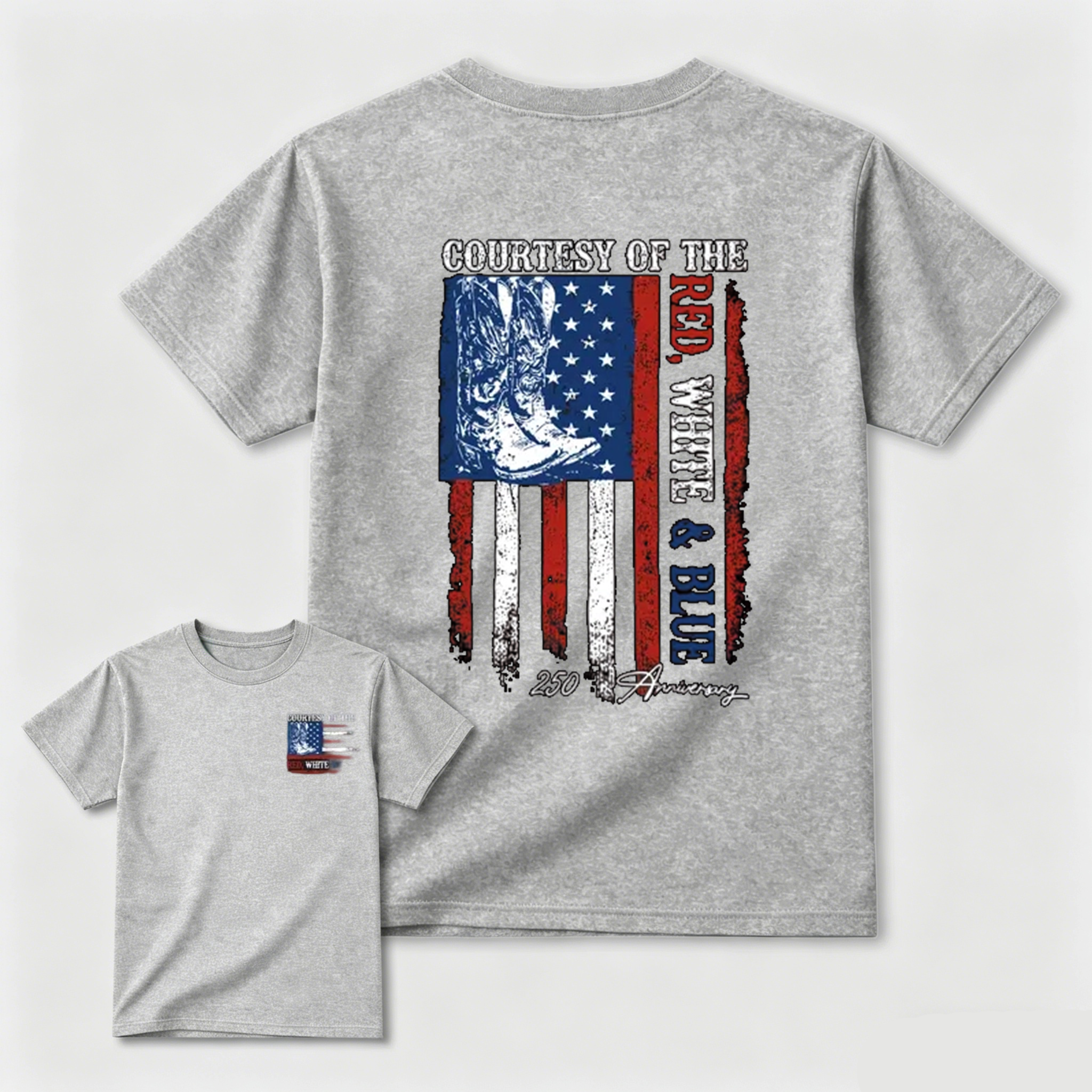 "Courtesy Of The Red, White & Blue" 250th Anniversary T-Shirt – Patriotic American Flag & Cowboy Boots Tee, Toby Keith Tribute Graphic Shirt, Premium Cotton Unisex Top graphic tee