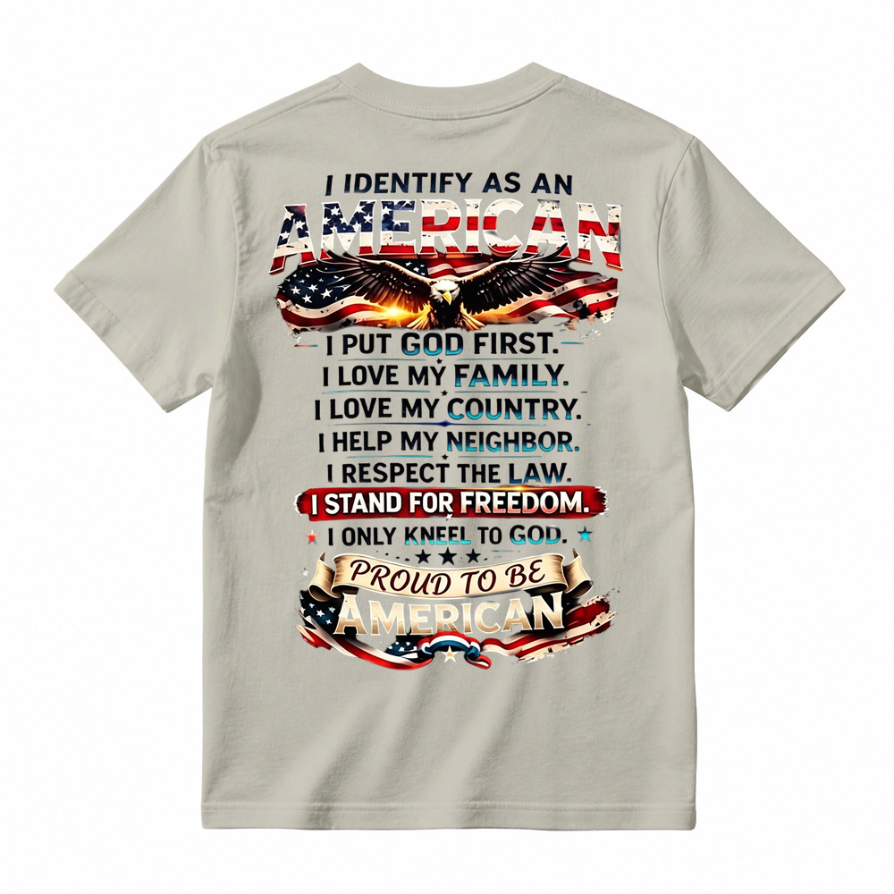 Proud To Be American Patriotic Quote Eagle USA Flag Casual Graphic T-Shirt