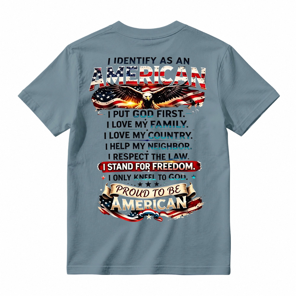 Proud To Be American Patriotic Quote Eagle USA Flag Casual Graphic T-Shirt