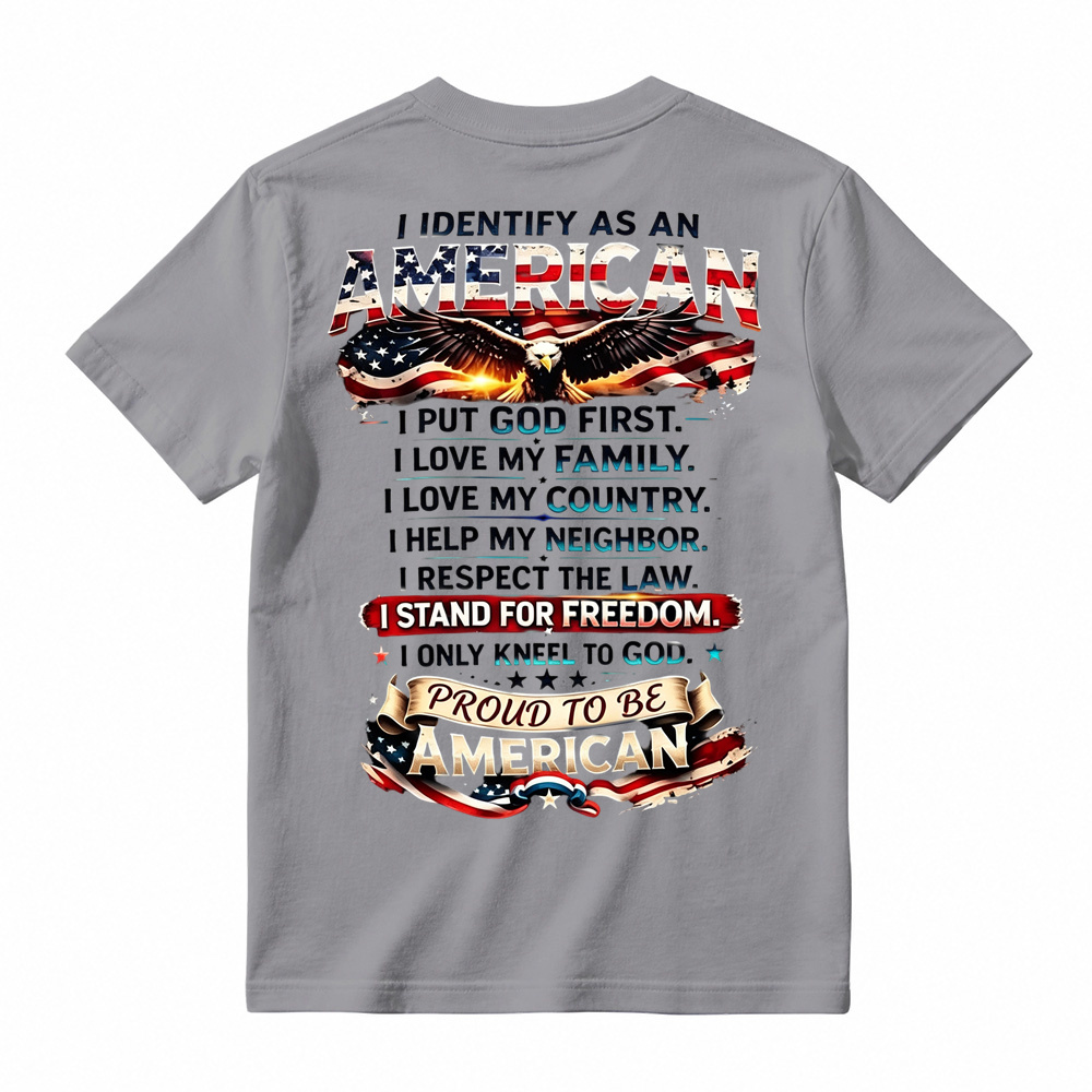 Proud To Be American Patriotic Quote Eagle USA Flag Casual Graphic T-Shirt