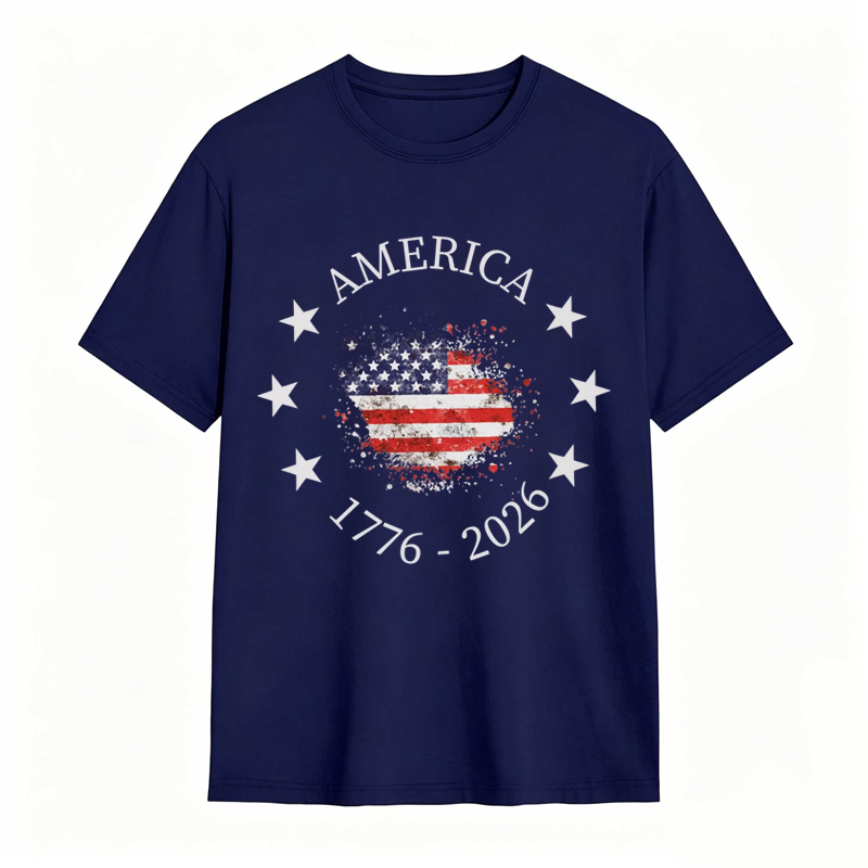 America 250th Anniversary Patriotic USA Flag Graphic Tee
