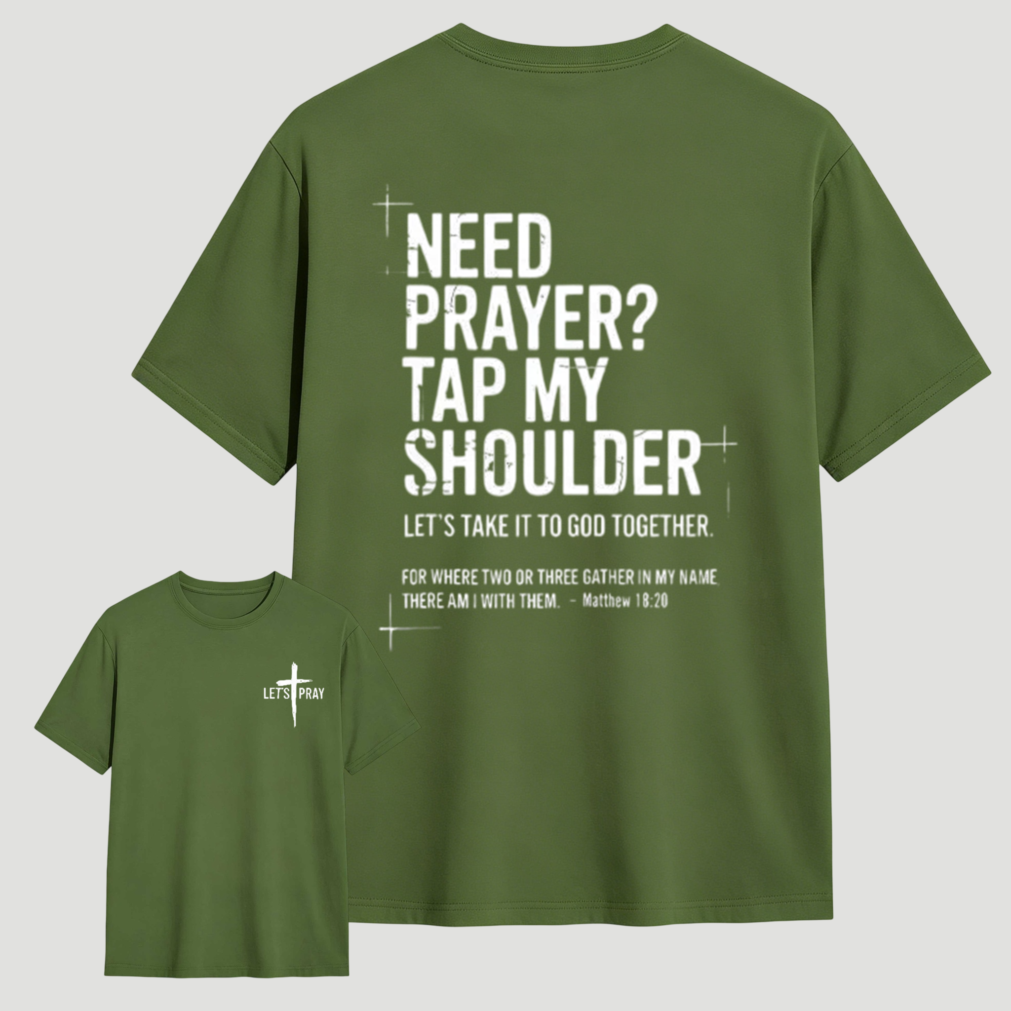 Christian Faith Sweatshirt - "Tap My Shoulder Let’s Pray" Graphic, Bible Verse Matthew 18:20, Casual Seamless Fabric Christian Clothing, Religious Inspirational Top