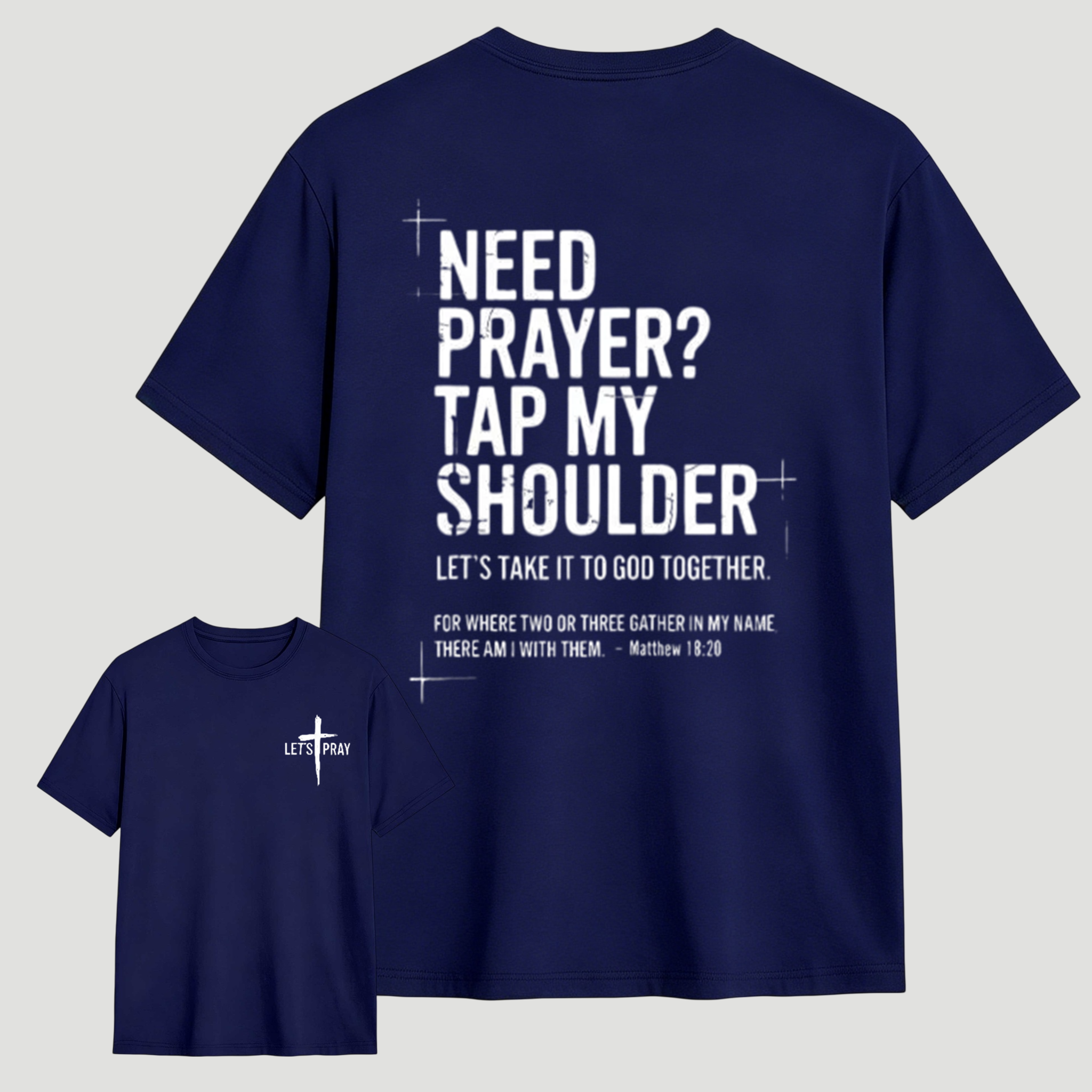 Christian Faith Sweatshirt - "Tap My Shoulder Let’s Pray" Graphic, Bible Verse Matthew 18:20, Casual Seamless Fabric Christian Clothing, Religious Inspirational Top