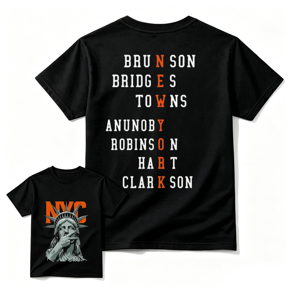 NewYork 2 side Graphic T-shirt , Basketball Fans Apparel, Knicks Basketball Style Shirt, Basketball Streetwear, Orange Letter Graphic, Vintage Concert Game Day Gift For Fans, Unisex Top, Vibes