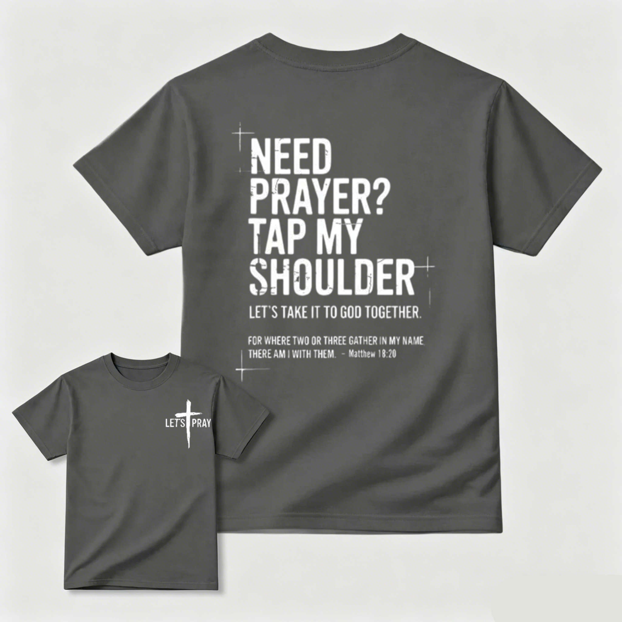 Christian Faith Sweatshirt - "Tap My Shoulder Let’s Pray" Graphic, Bible Verse Matthew 18:20, Casual Seamless Fabric Christian Clothing, Religious Inspirational Top