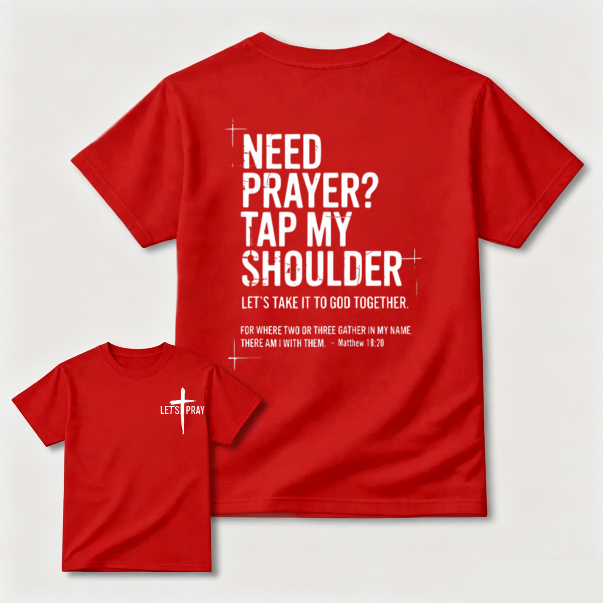 Christian Faith Sweatshirt - "Tap My Shoulder Let’s Pray" Graphic, Bible Verse Matthew 18:20, Casual Seamless Fabric Christian Clothing, Religious Inspirational Top