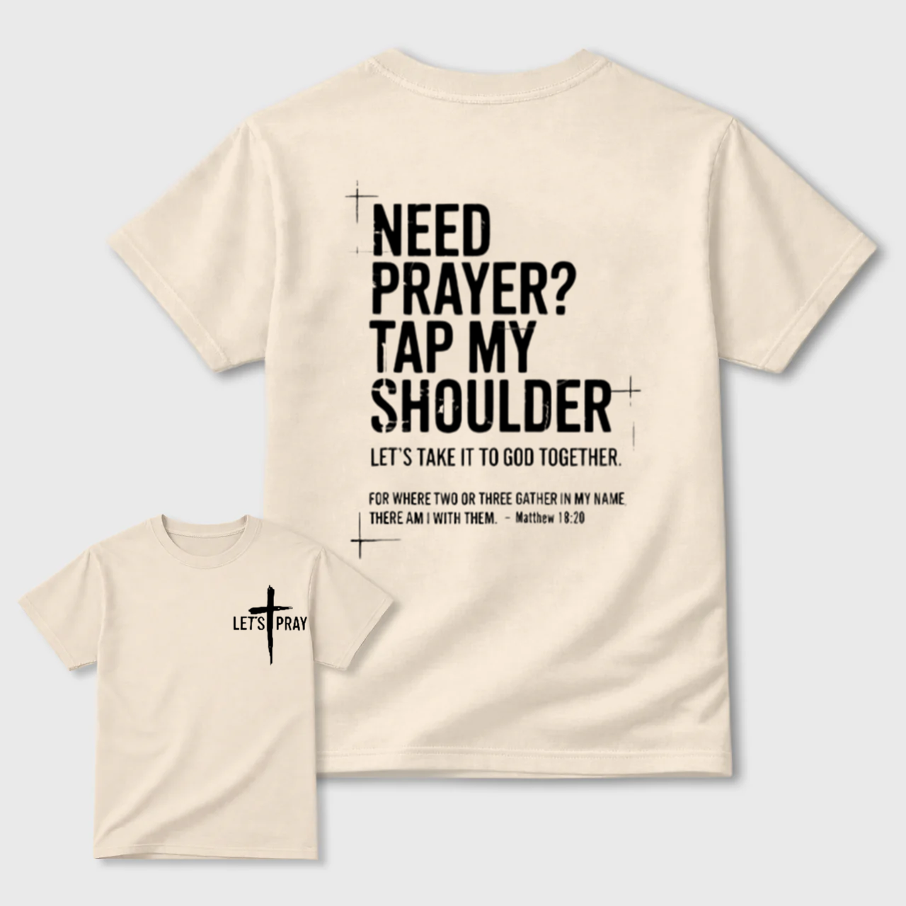 Christian Faith Sweatshirt - "Tap My Shoulder Let’s Pray" Graphic, Bible Verse Matthew 18:20, Casual Seamless Fabric Christian Clothing, Religious Inspirational Top