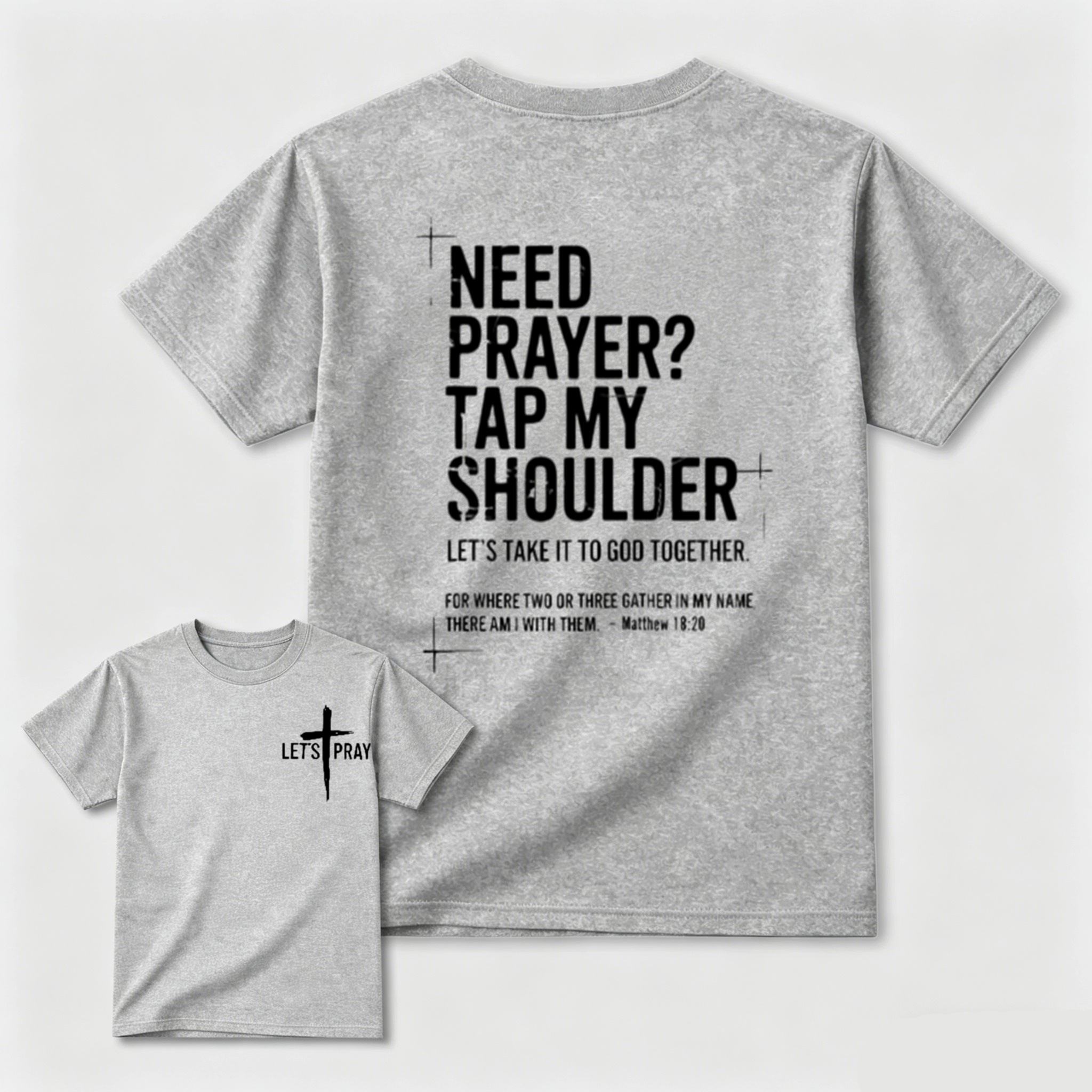 Christian Faith Sweatshirt - "Tap My Shoulder Let’s Pray" Graphic, Bible Verse Matthew 18:20, Casual Seamless Fabric Christian Clothing, Religious Inspirational Top