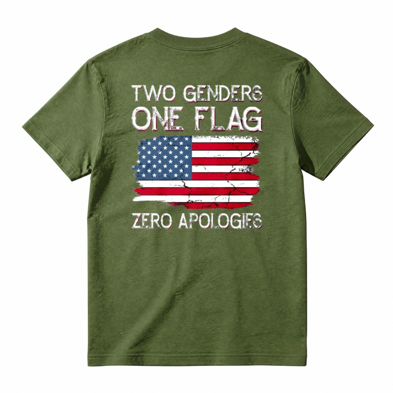 Two Genders One Flag Zero Apologies American Flag Design Unisex Classic T-shirt