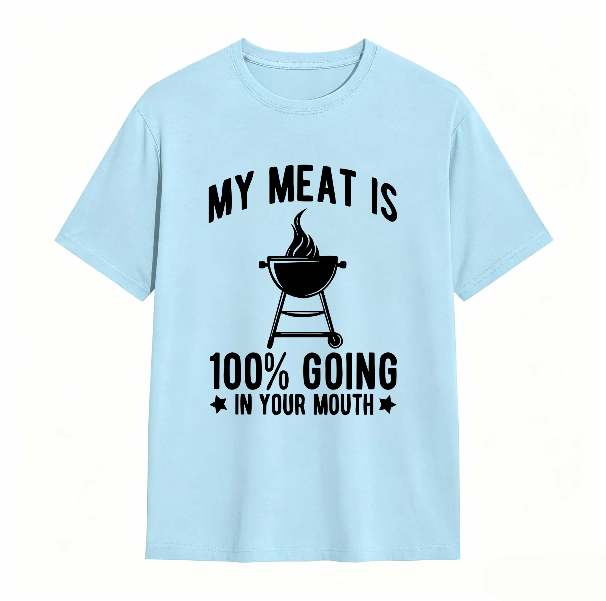 Dorawear™ 100% Cotton My Meat Is 100% Going In Your Mouth - Funny BBQ Themed Unisex Black Short Sleeve T-Shirt Golf Gift T-Shirt For Men And Women