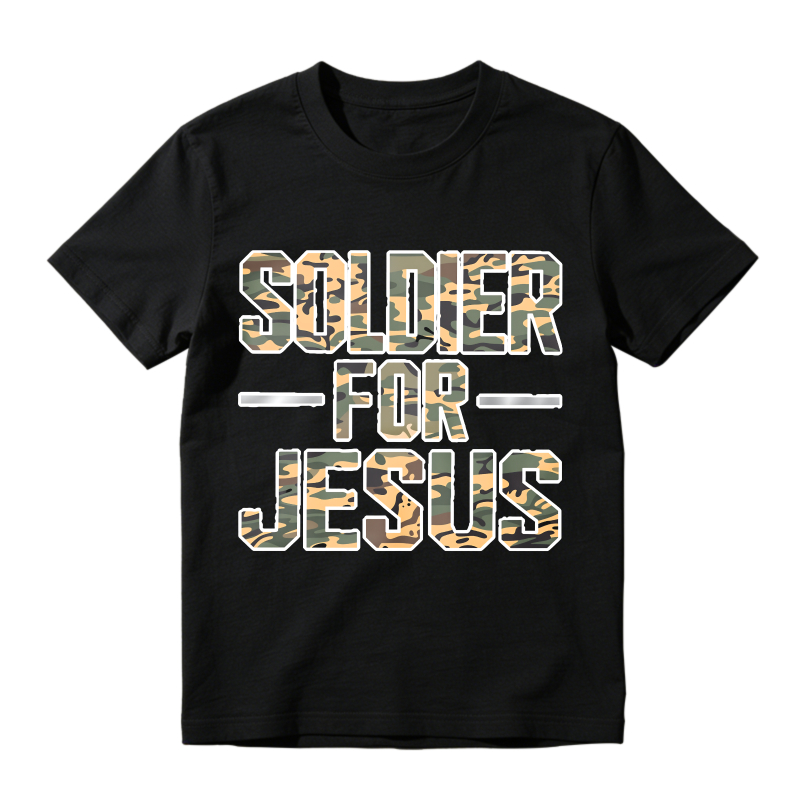 Soldier For Jesus Camouflage Print T-shirt