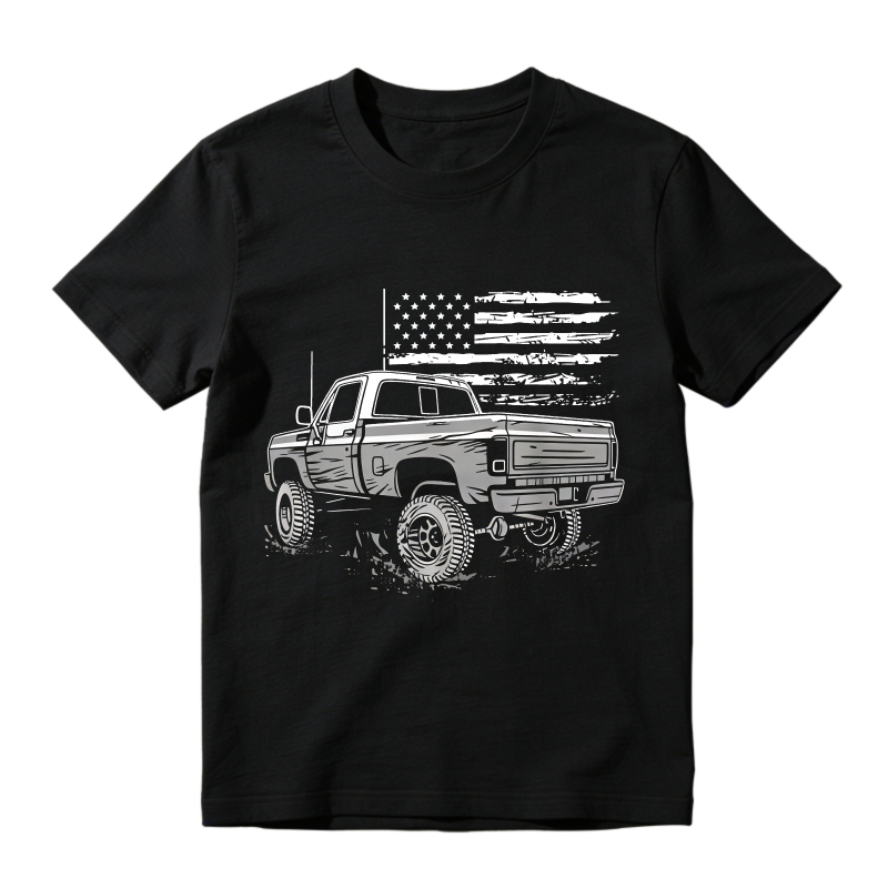 American Flag And Truck Graphic T-shirt