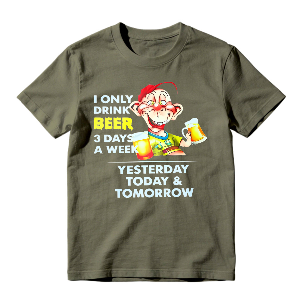 Cartoon Monkey Drinking Beer I Only Drink Beer 3 Days A Week Yesterday Today And Tomorrow Unisex Classic T-shirt
