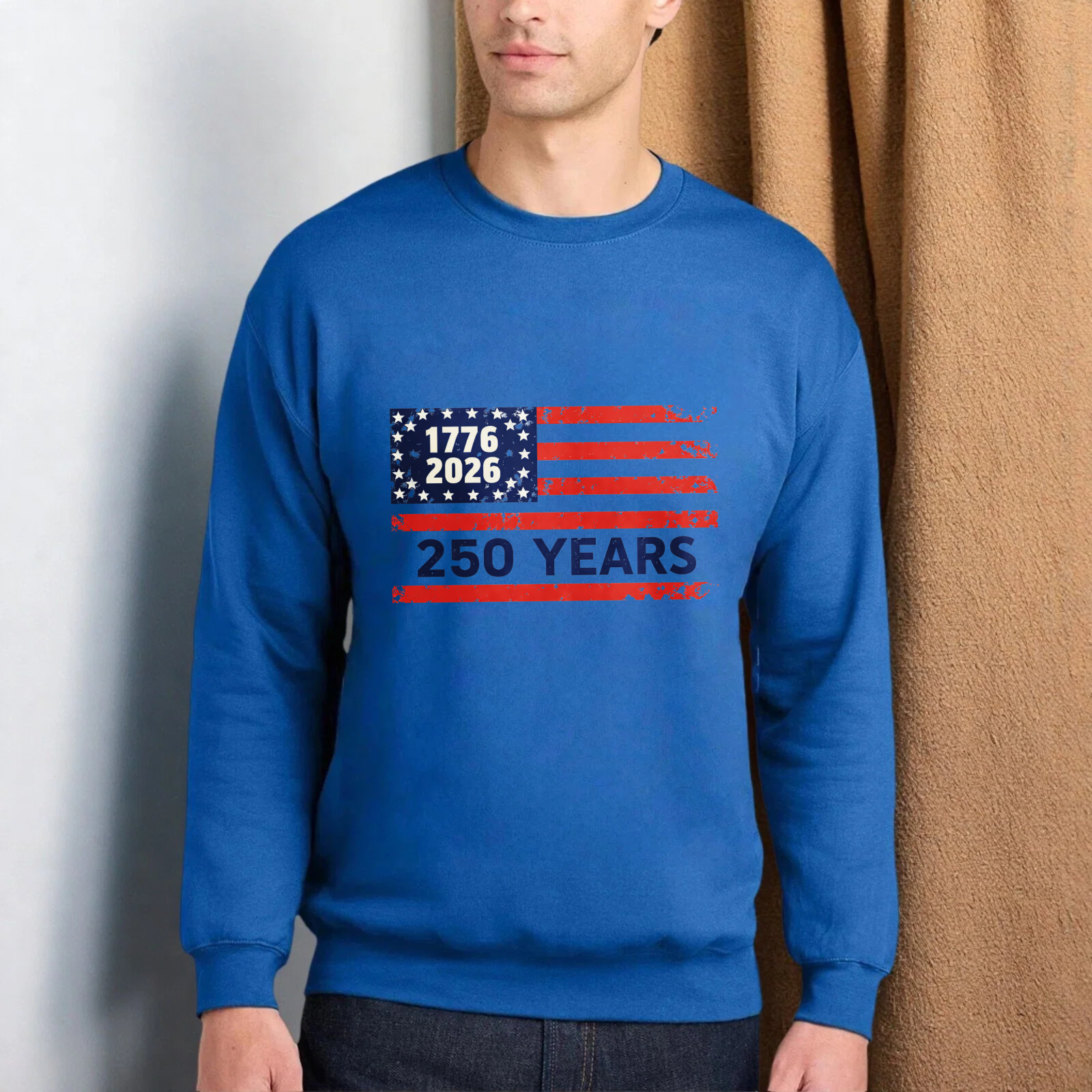 American Flag 1776 2026 250 Years Independence Day Sweatshirt Black Unisex Crewneck Pullover Long Sleeve Casual Top