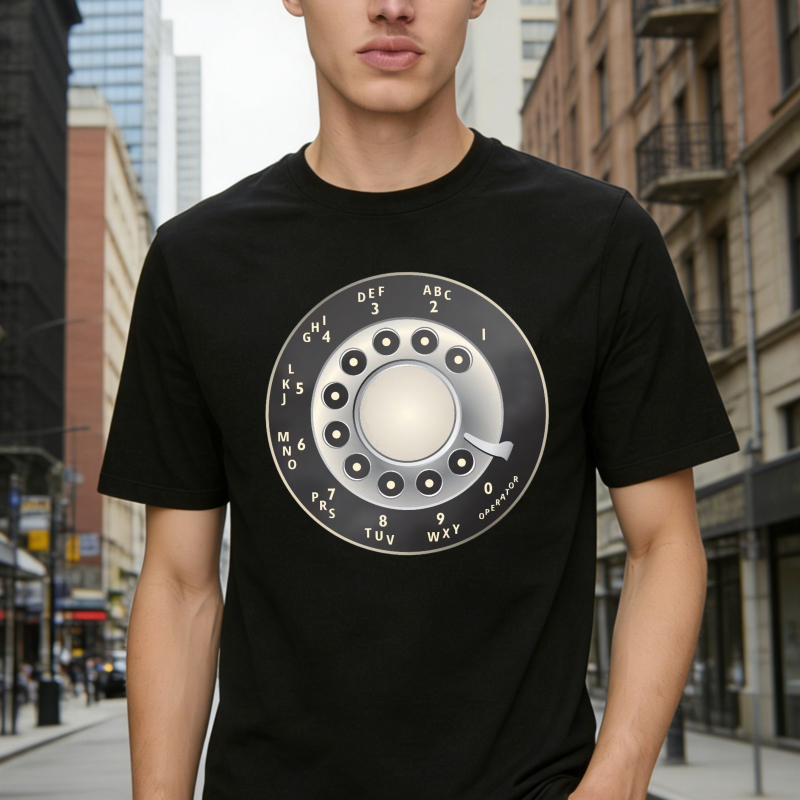 Rotary Dial Phone Pattern T-shirt