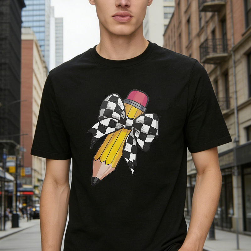 Pencil With Checkered Bow T-shirt