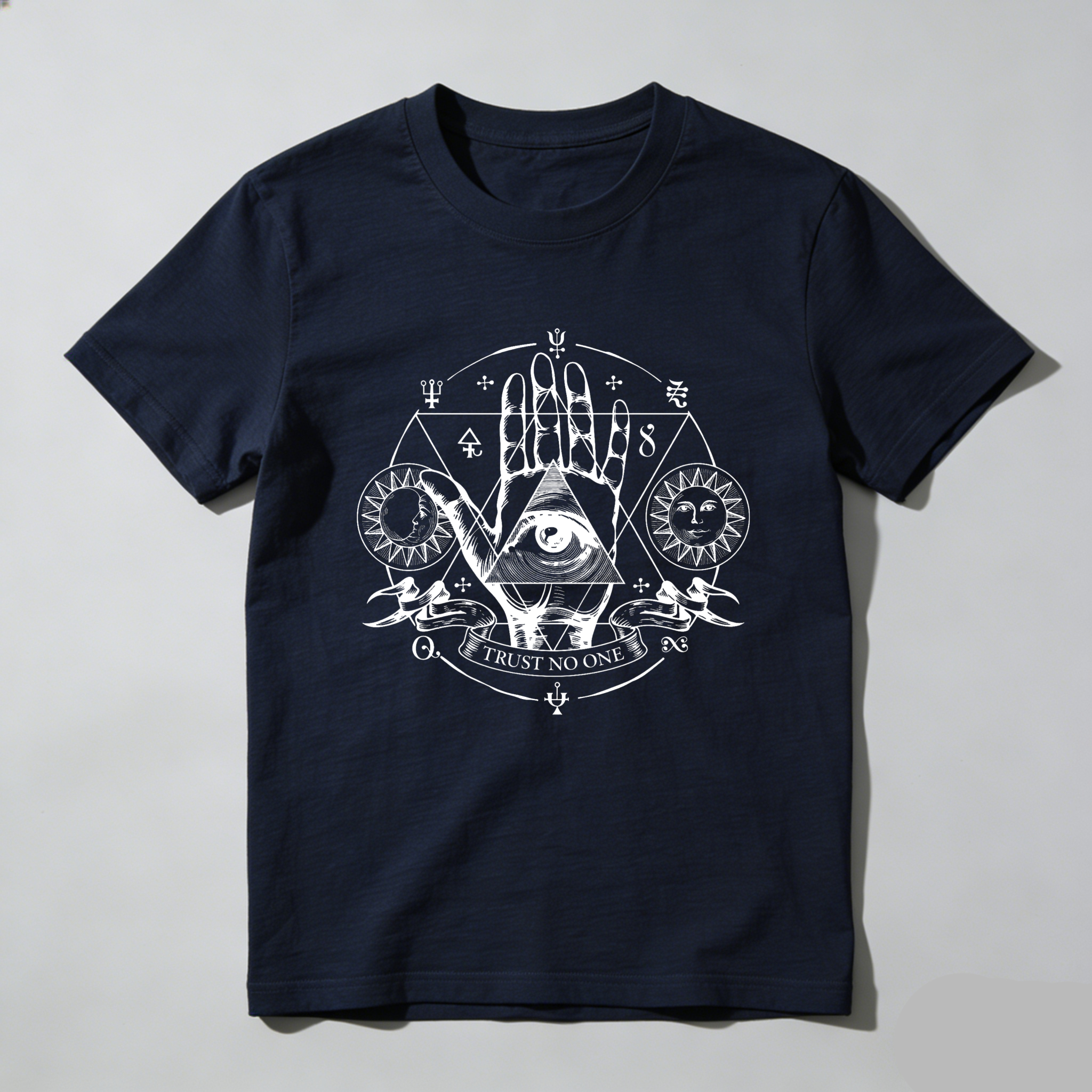 Dorawear™ Hand Eye Symbol Sun Moon Circle Trust No One T Shirt