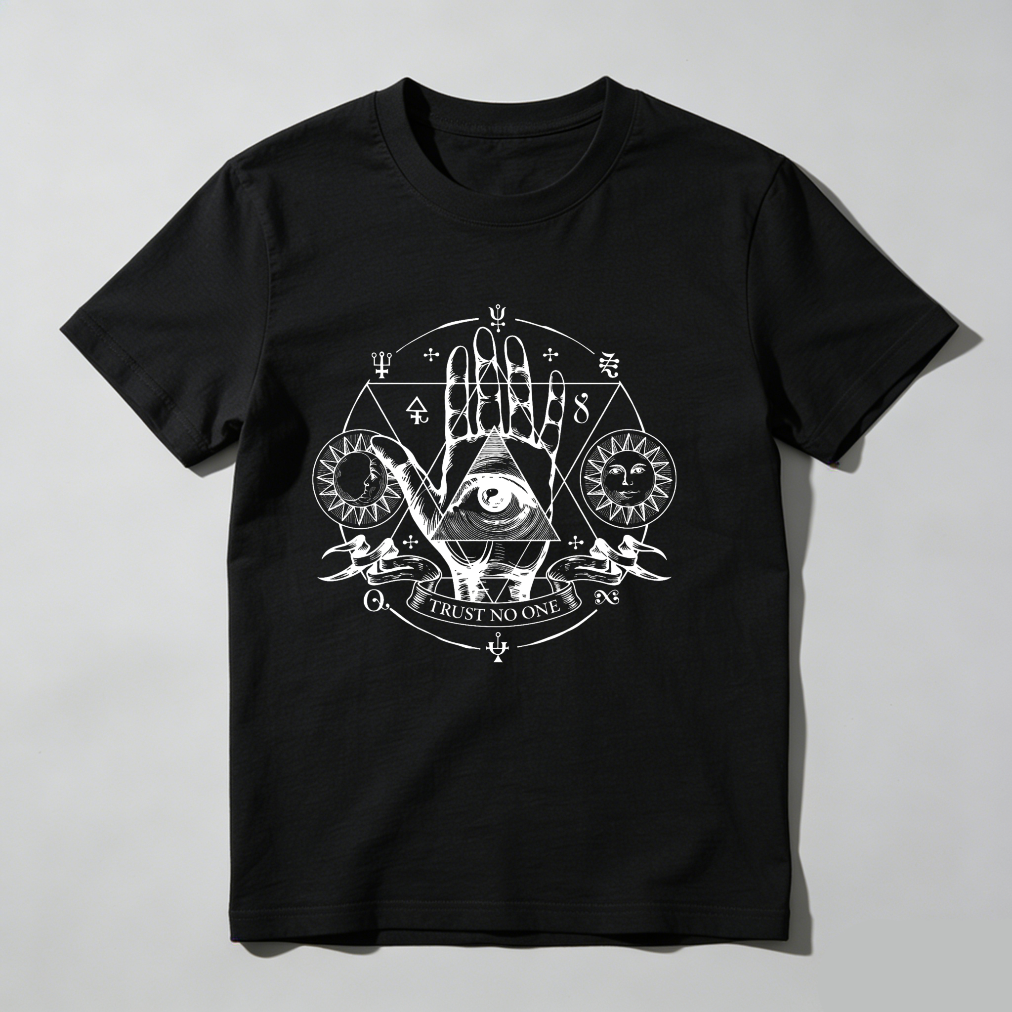 Dorawear™ Hand Eye Symbol Sun Moon Circle Trust No One T Shirt
