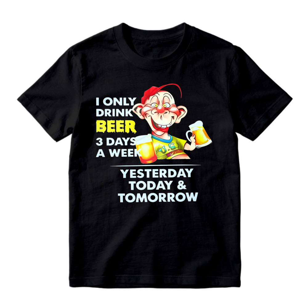 Cartoon Monkey Drinking Beer I Only Drink Beer 3 Days A Week Yesterday Today And Tomorrow Unisex Classic T-shirt