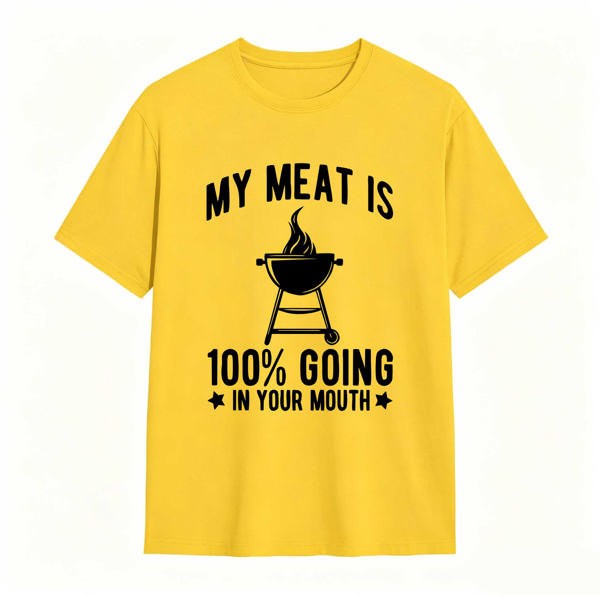 Dorawear™ 100% Cotton My Meat Is 100% Going In Your Mouth - Funny BBQ Themed Unisex Black Short Sleeve T-Shirt Golf Gift T-Shirt For Men And Women