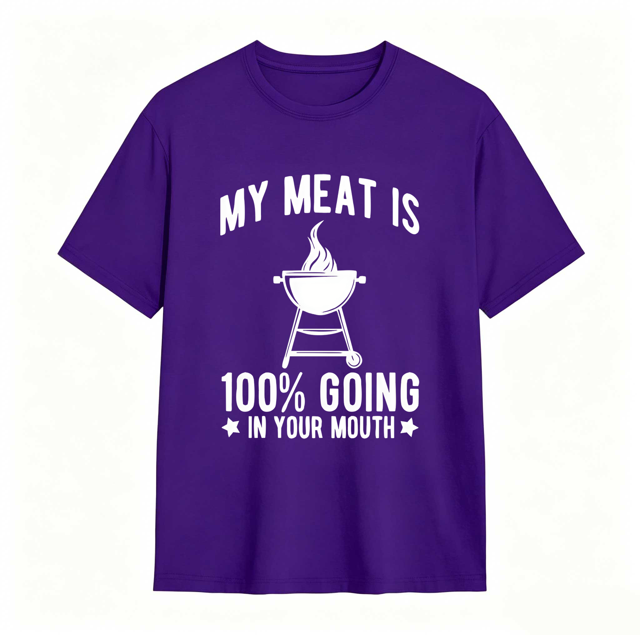 Dorawear™ 100% Cotton My Meat Is 100% Going In Your Mouth - Funny BBQ Themed Unisex Black Short Sleeve T-Shirt Golf Gift T-Shirt For Men And Women