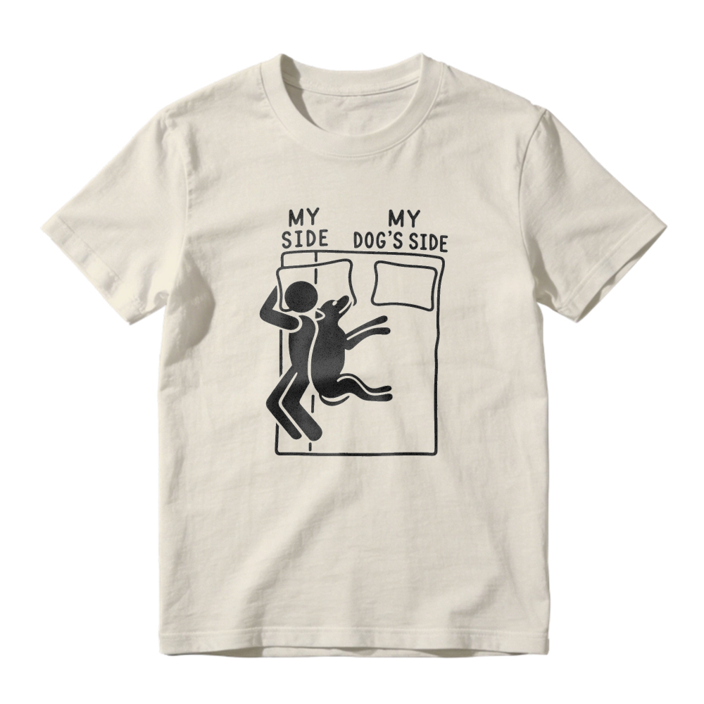 My Side My Dog S Side Funny Pet Lover Bed Sharing Graphic T-shirt