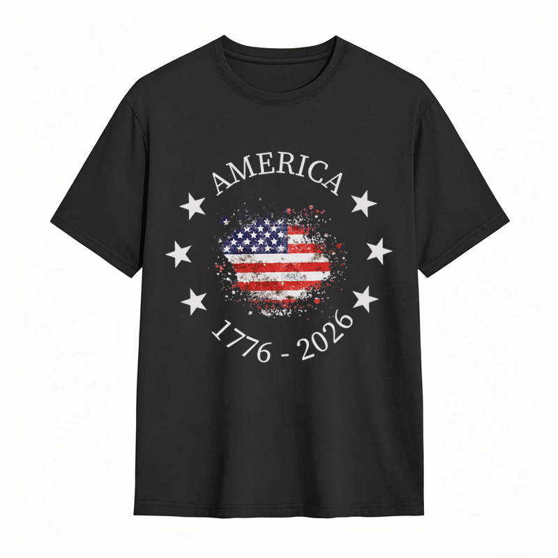 America 250th Anniversary Patriotic USA Flag Graphic Tee
