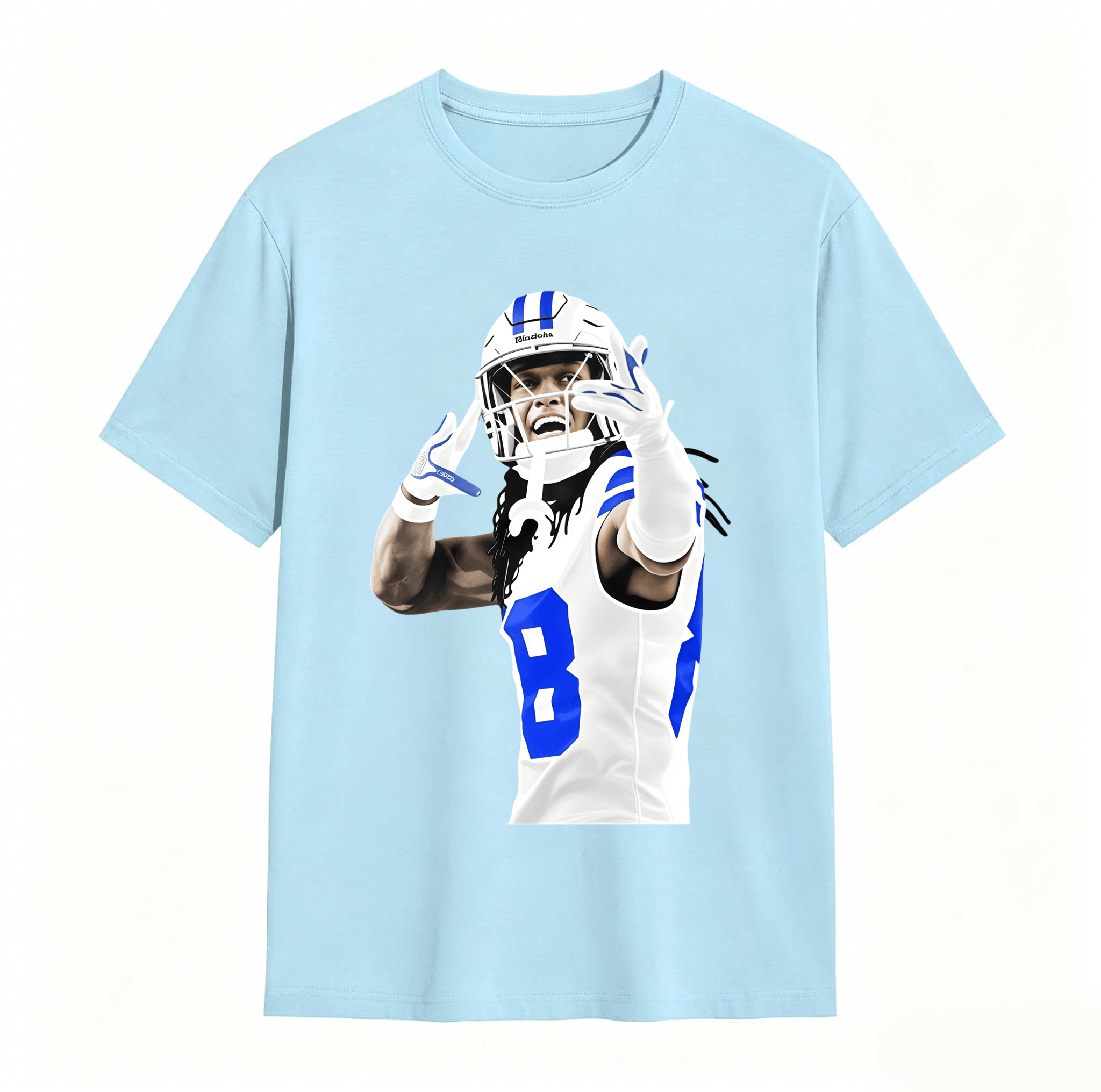 Dorawear™ Football Player In Action Pose With Number Eight T Shirt