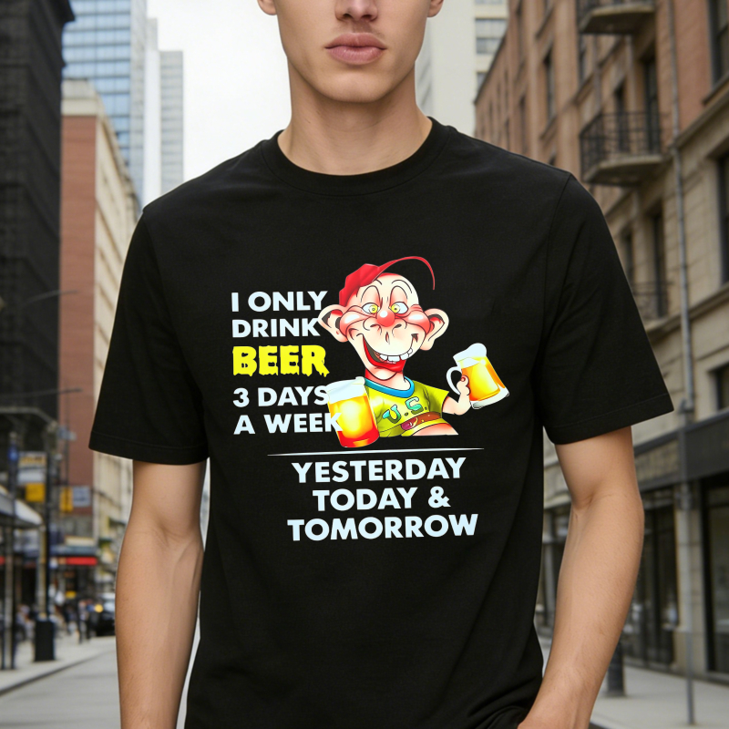 Cartoon Monkey Drinking Beer I Only Drink Beer 3 Days A Week Yesterday Today And Tomorrow Unisex Classic T-shirt