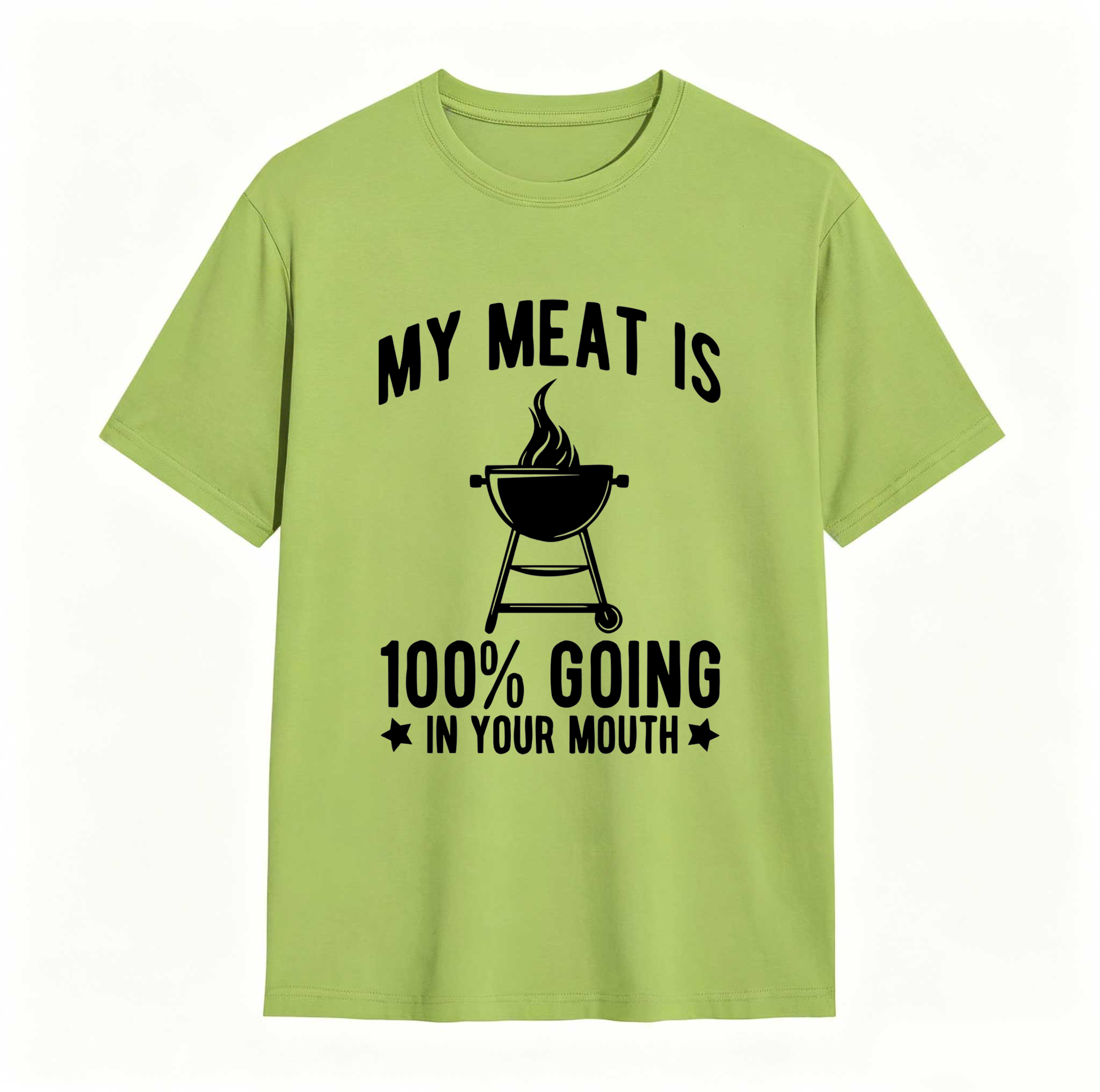 Dorawear™ 100% Cotton My Meat Is 100% Going In Your Mouth - Funny BBQ Themed Unisex Black Short Sleeve T-Shirt Golf Gift T-Shirt For Men And Women