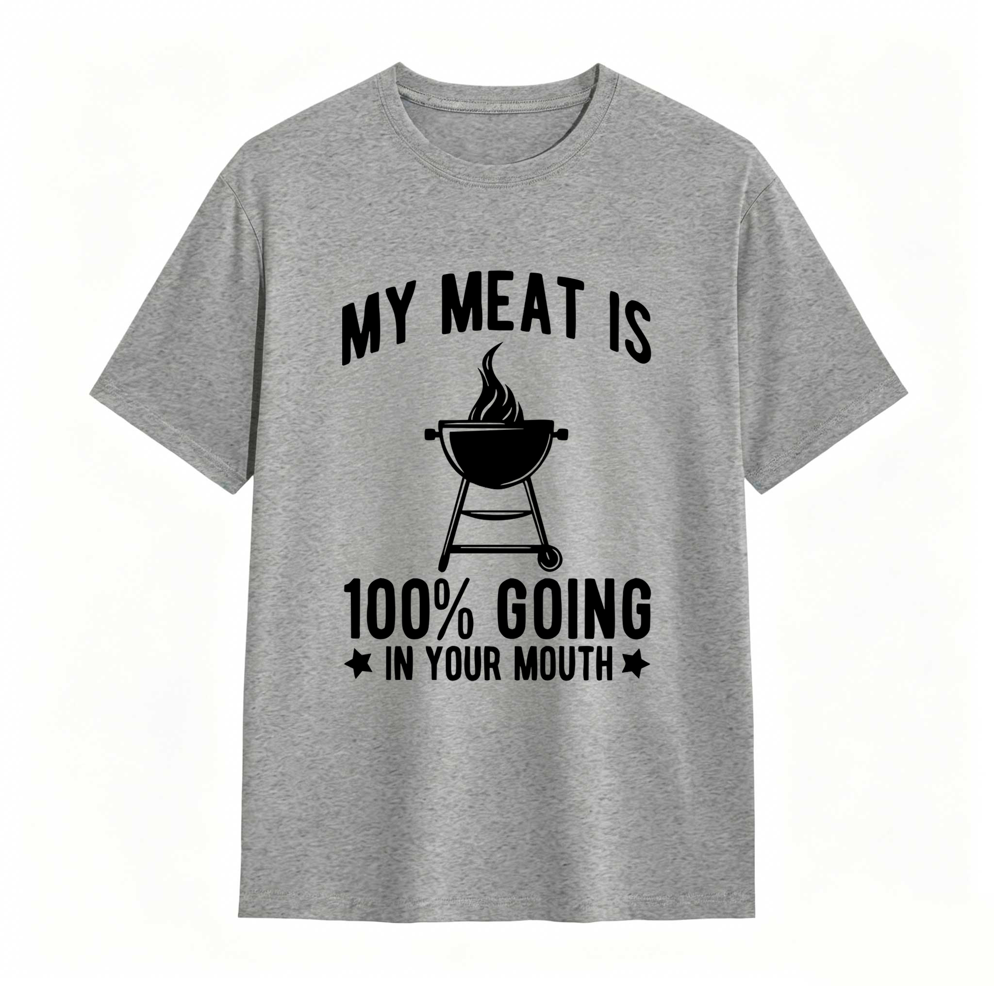Dorawear™ 100% Cotton My Meat Is 100% Going In Your Mouth - Funny BBQ Themed Unisex Black Short Sleeve T-Shirt Golf Gift T-Shirt For Men And Women