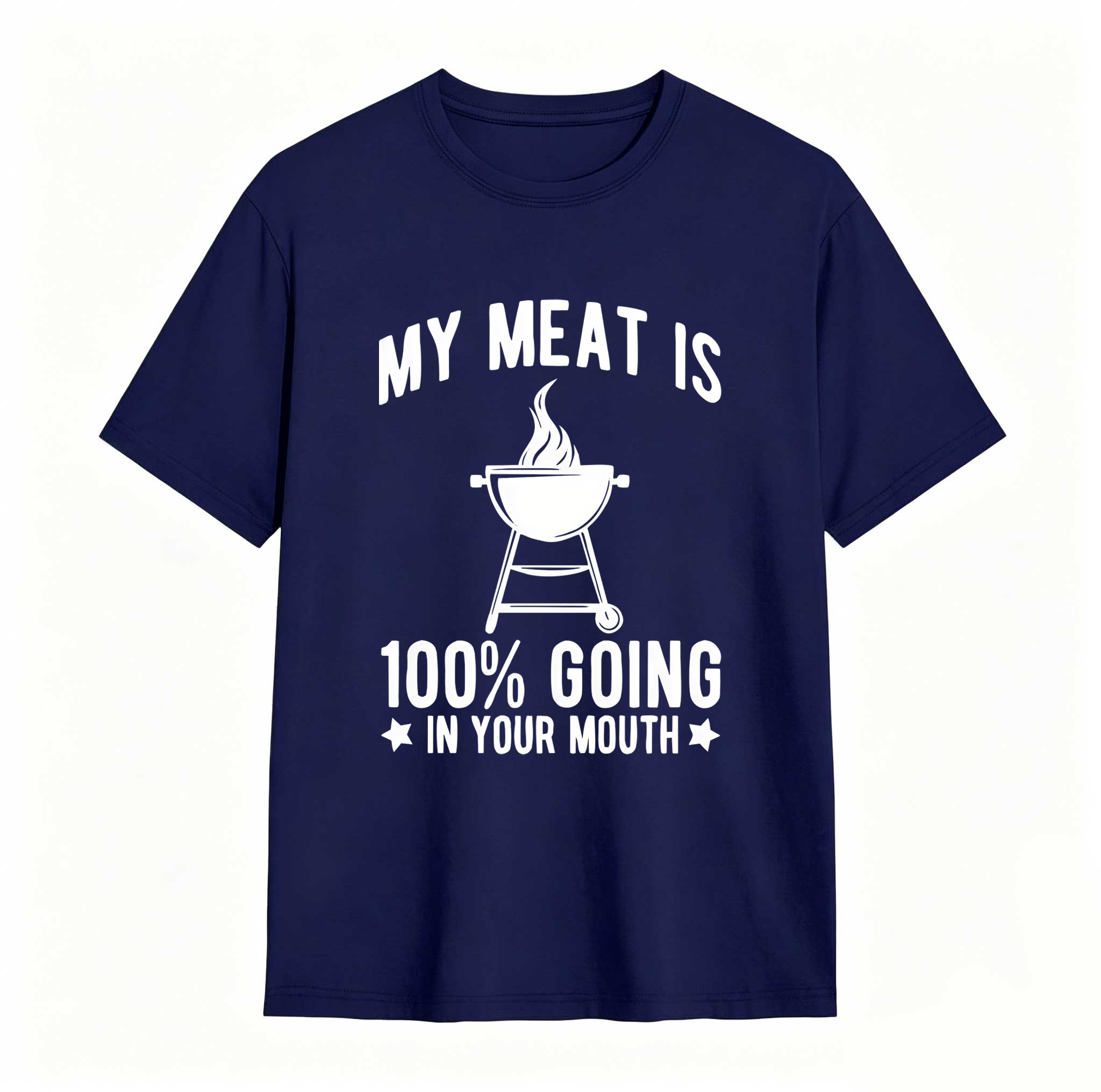 Dorawear™ 100% Cotton My Meat Is 100% Going In Your Mouth - Funny BBQ Themed Unisex Black Short Sleeve T-Shirt Golf Gift T-Shirt For Men And Women