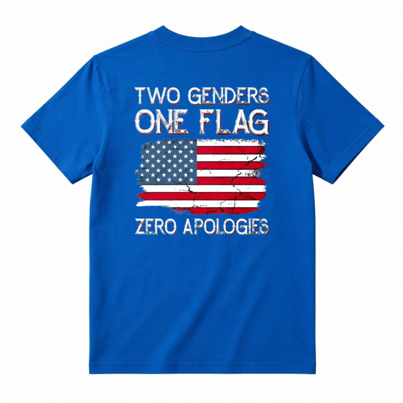 Two Genders One Flag Zero Apologies American Flag Design Unisex Classic T-shirt