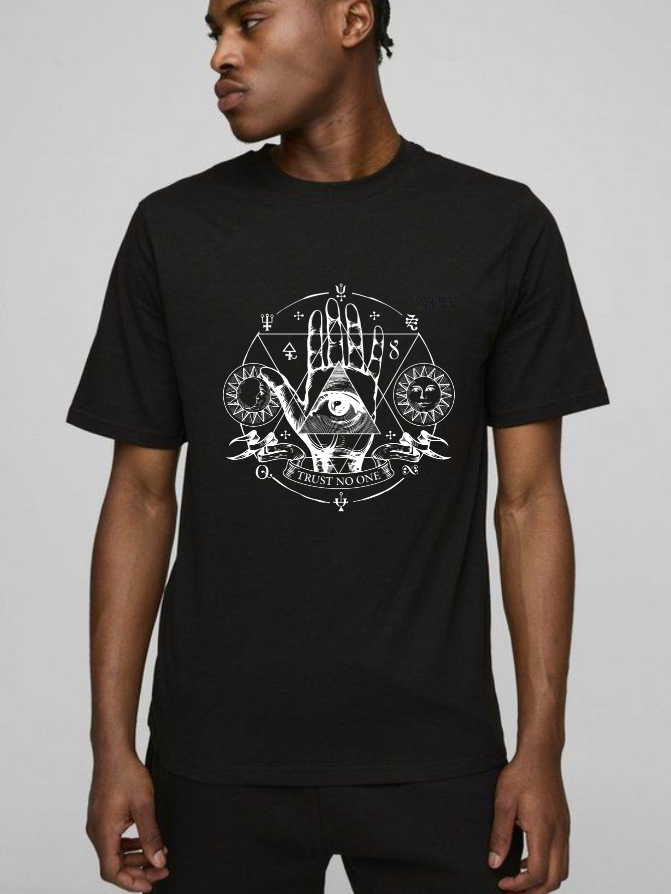 Dorawear™ Hand Eye Symbol Sun Moon Circle Trust No One T Shirt