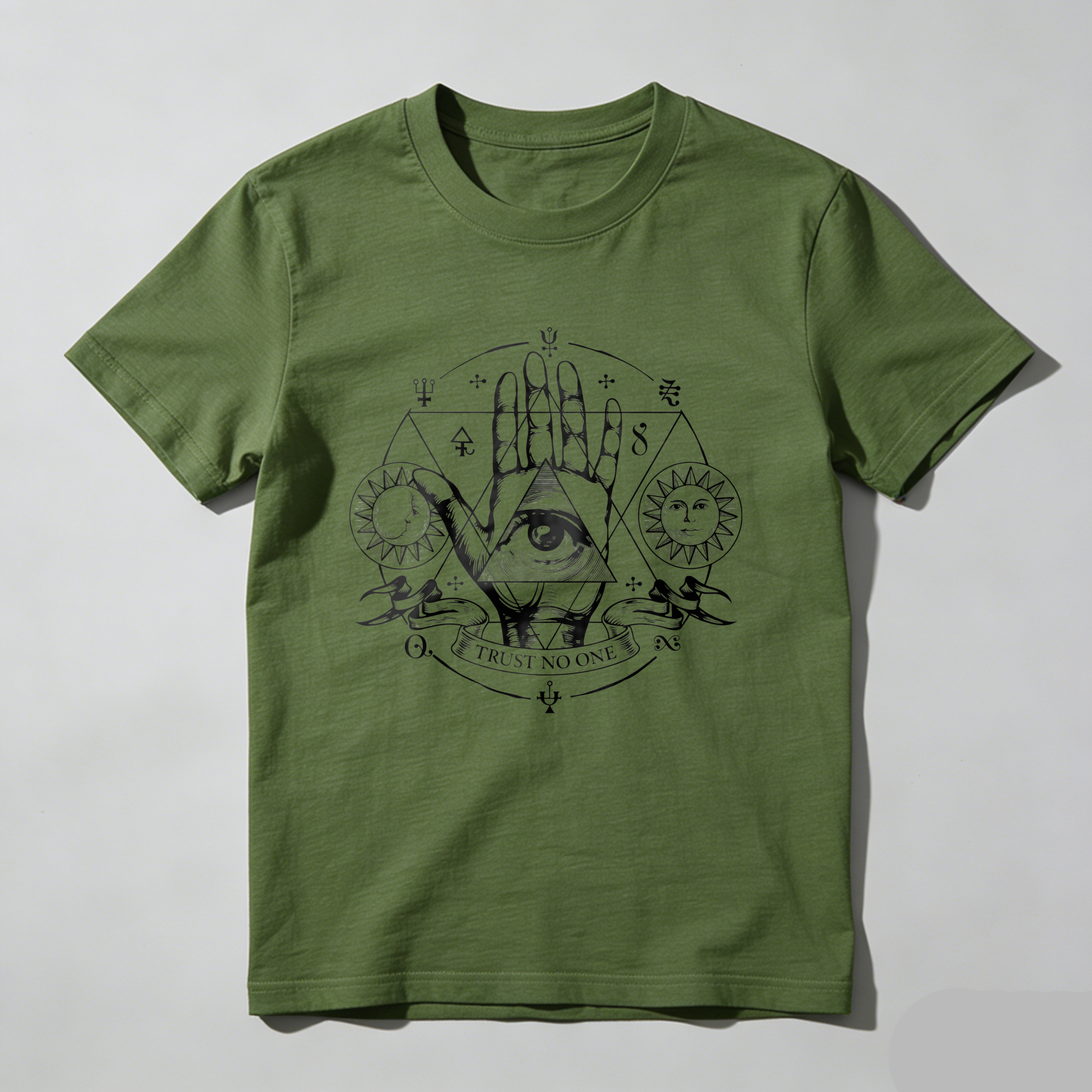 Dorawear™ Hand Eye Symbol Sun Moon Circle Trust No One T Shirt