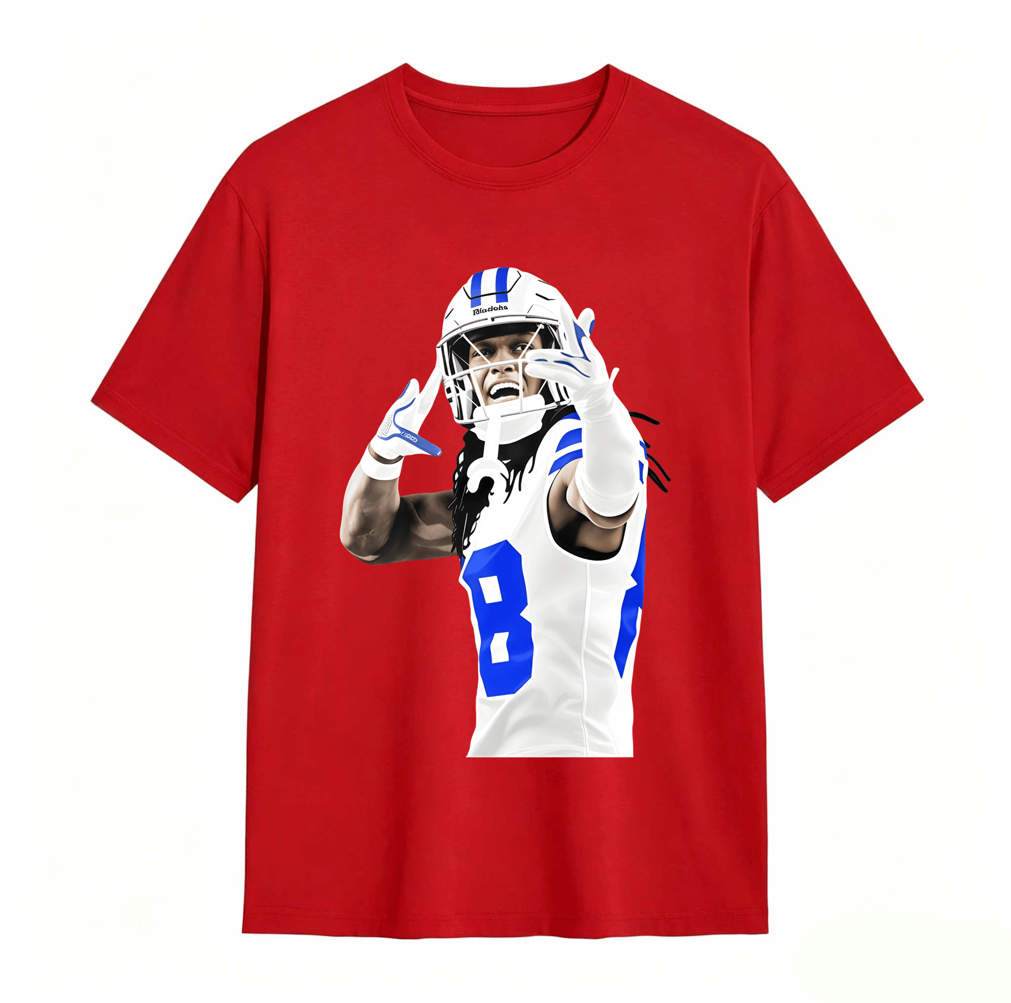 Dorawear™ Football Player In Action Pose With Number Eight T Shirt