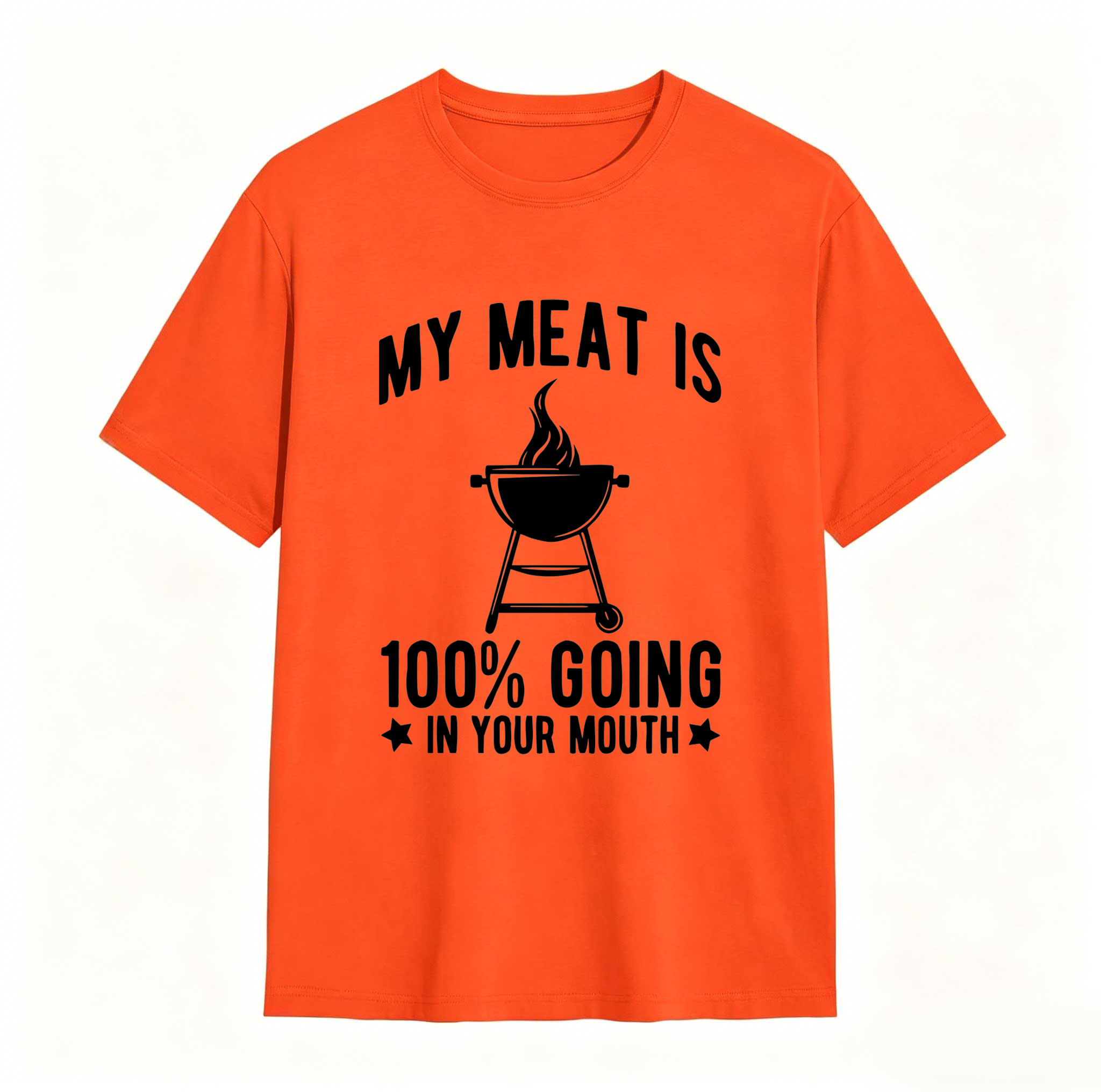 Dorawear™ 100% Cotton My Meat Is 100% Going In Your Mouth - Funny BBQ Themed Unisex Black Short Sleeve T-Shirt Golf Gift T-Shirt For Men And Women