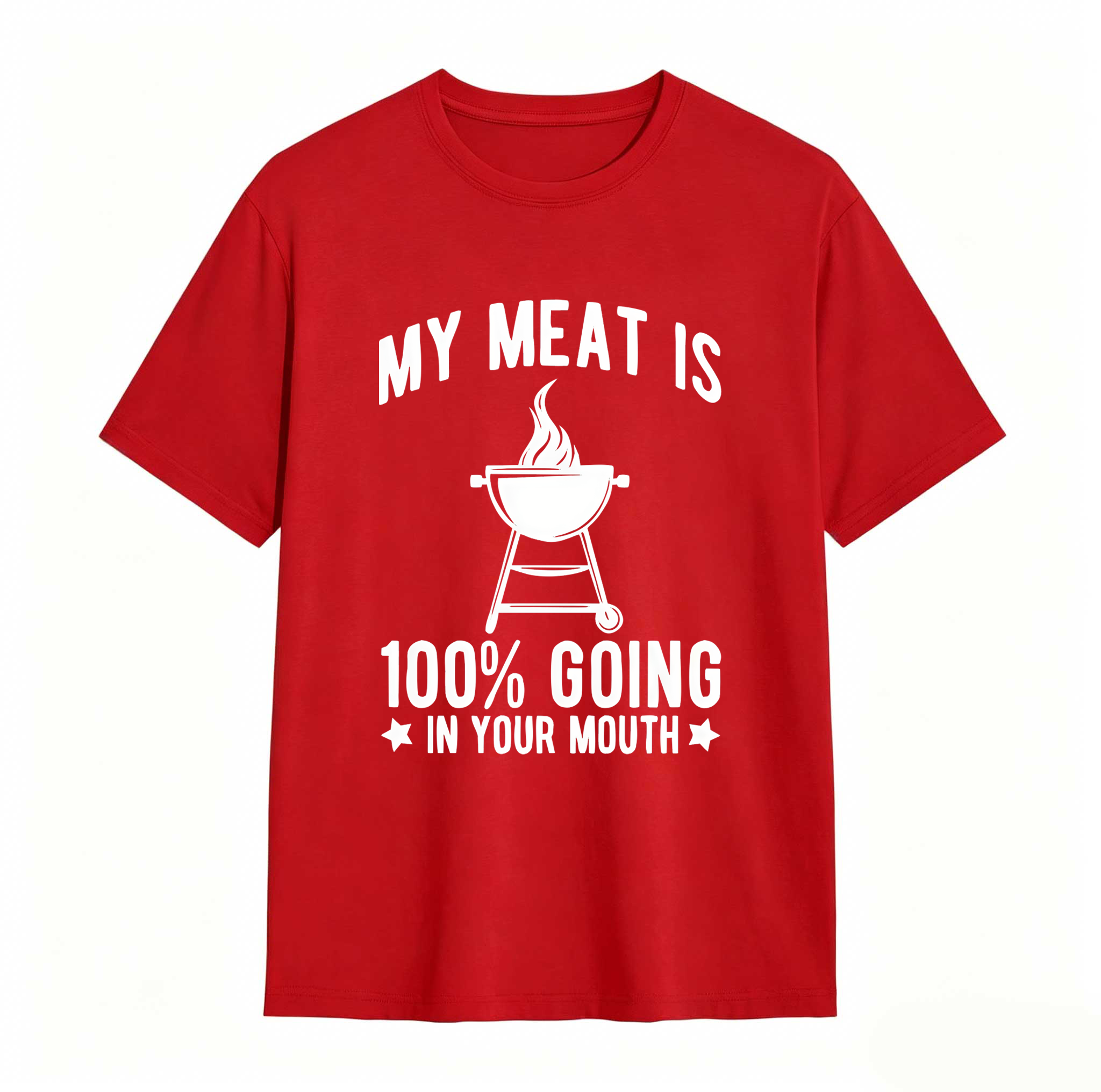 Dorawear™ 100% Cotton My Meat Is 100% Going In Your Mouth - Funny BBQ Themed Unisex Black Short Sleeve T-Shirt Golf Gift T-Shirt For Men And Women