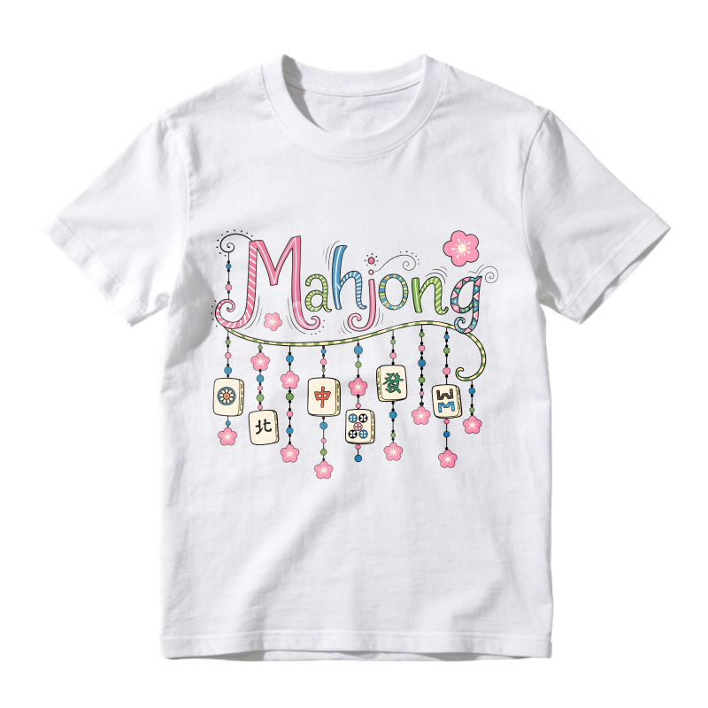 Mahjong Tiles And Cherry Blossoms Design T-shirt