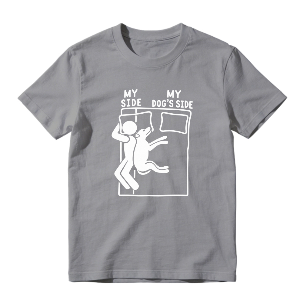 My Side My Dog S Side Funny Pet Lover Bed Sharing Graphic T-shirt