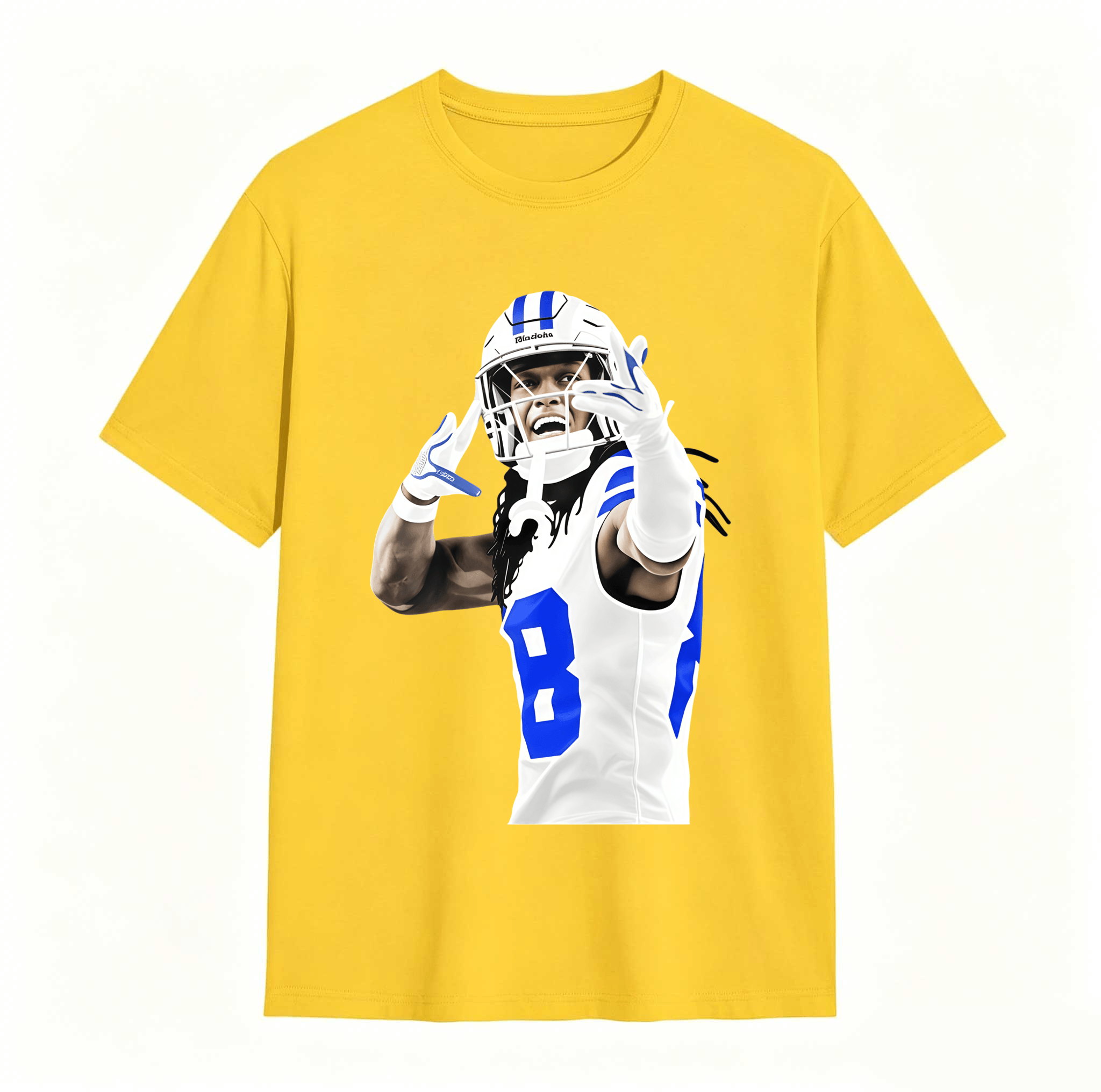 Dorawear™ Football Player In Action Pose With Number Eight T Shirt