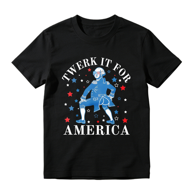George Washington Twerking With Stars And Stripes Text T-shirt