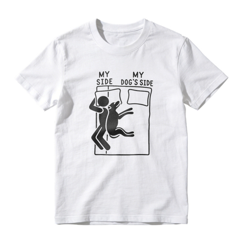 My Side My Dog S Side Funny Pet Lover Bed Sharing Graphic T-shirt