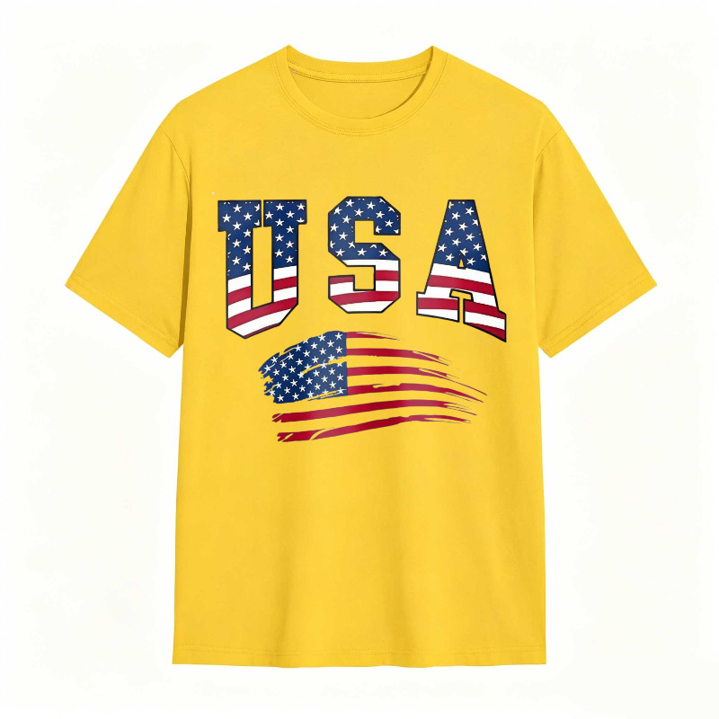 USA Letter American Flag Print Tee Shirt