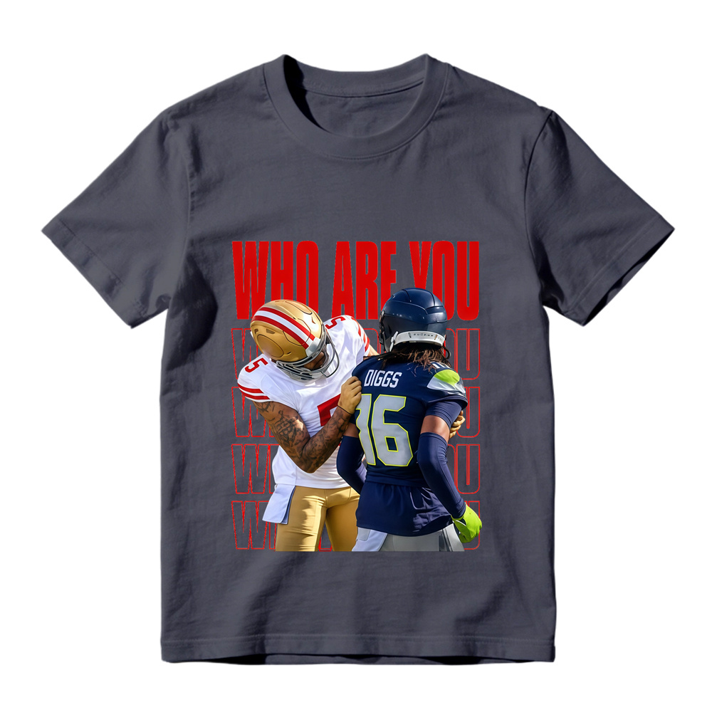 Who Are You Graphic Shirt, Football Rivalry Print Tee, Funny Game Day T-Shirt, Red Lettering Unisex Sports Fan Gift, Casual Top