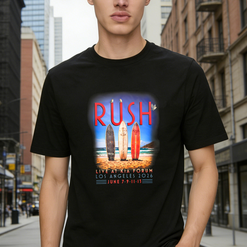 Rush Live At Kia Forum Los Angeles 2016 Surfboards Beach Graphic T-shirt